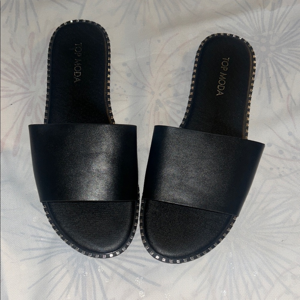 TOP Moda Black Casual Slide Sandals